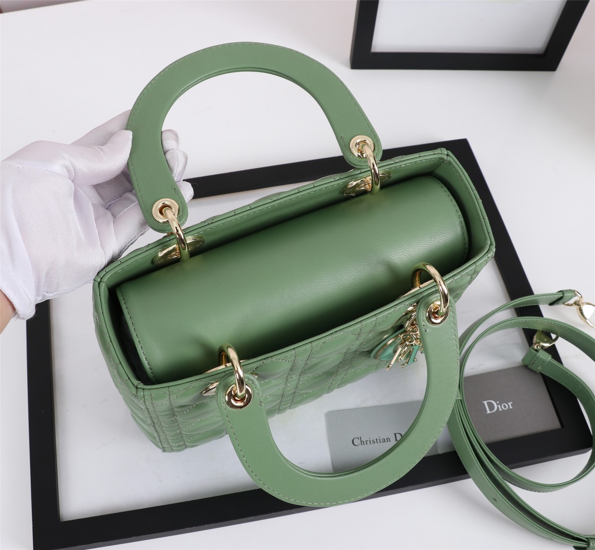 Medium Lady Dior Bag Green Cannage Lambskin